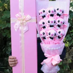 Bouquet de fleurs avec peluche Angel
