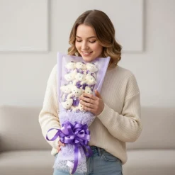 Bouquet de fleurs ours en peluche