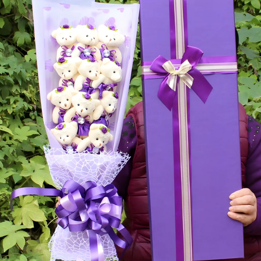 Bouquet de fleurs ours en peluche