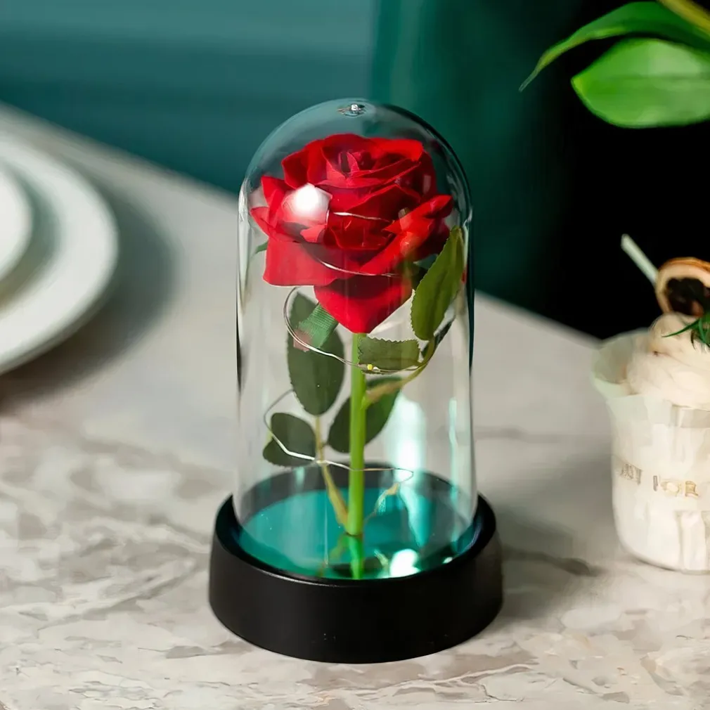 Cadeau St-Valentin lot d’ourson en roses avec sa rose éternelle