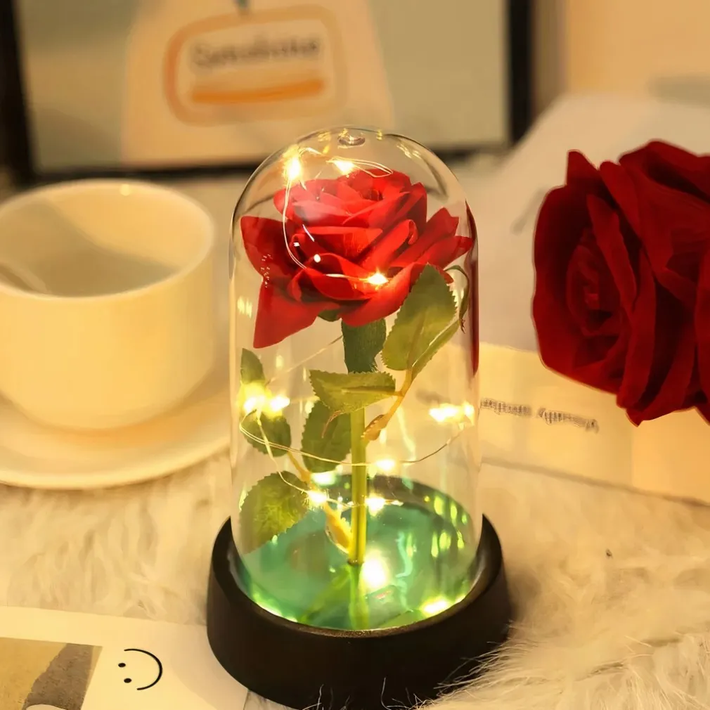 Cadeau St-Valentin lot d’ourson en roses avec sa rose éternelle