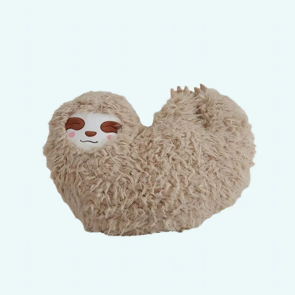 Coussin en peluche paresseux en forme de cœur pour enfants