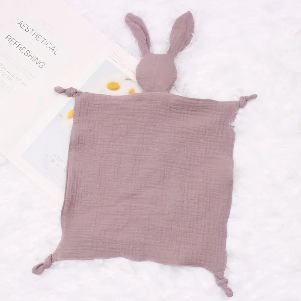 Doudou lapin en coton et mousseline pour bébé