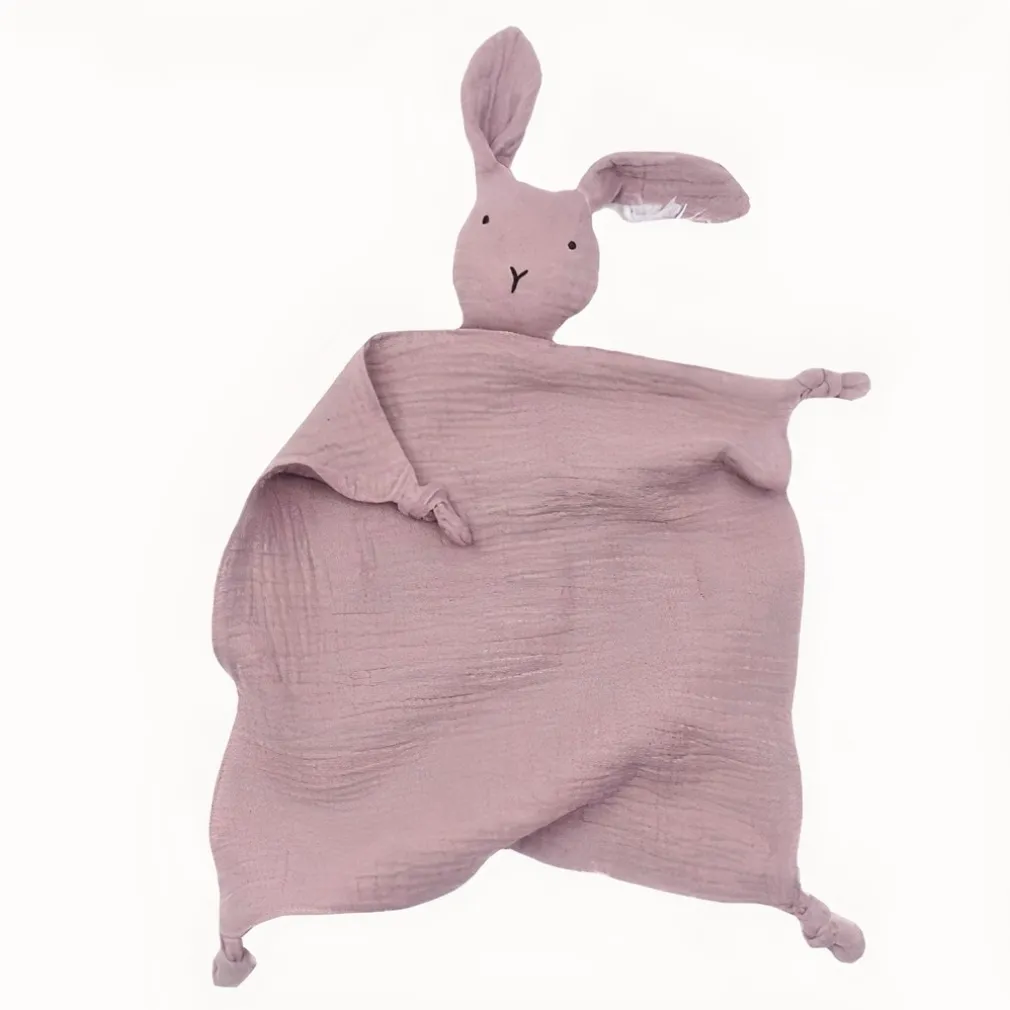 Doudou lapin en coton et mousseline pour bébé