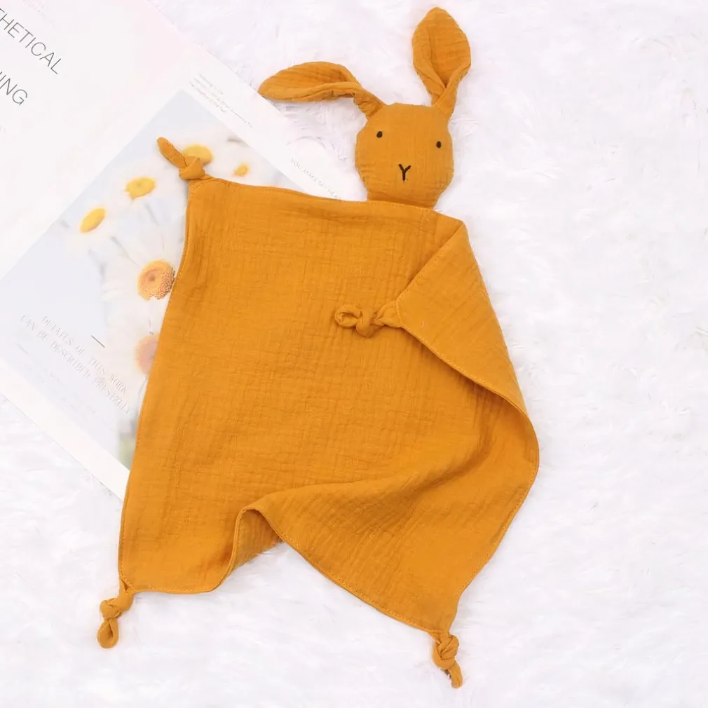 Doudou lapin en coton et mousseline pour bébé