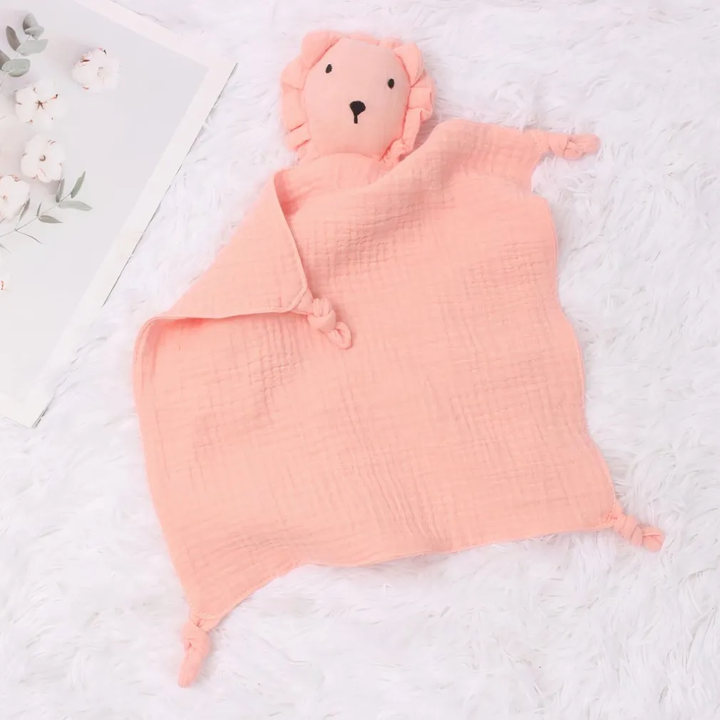 Doudou lion en mousseline et coton