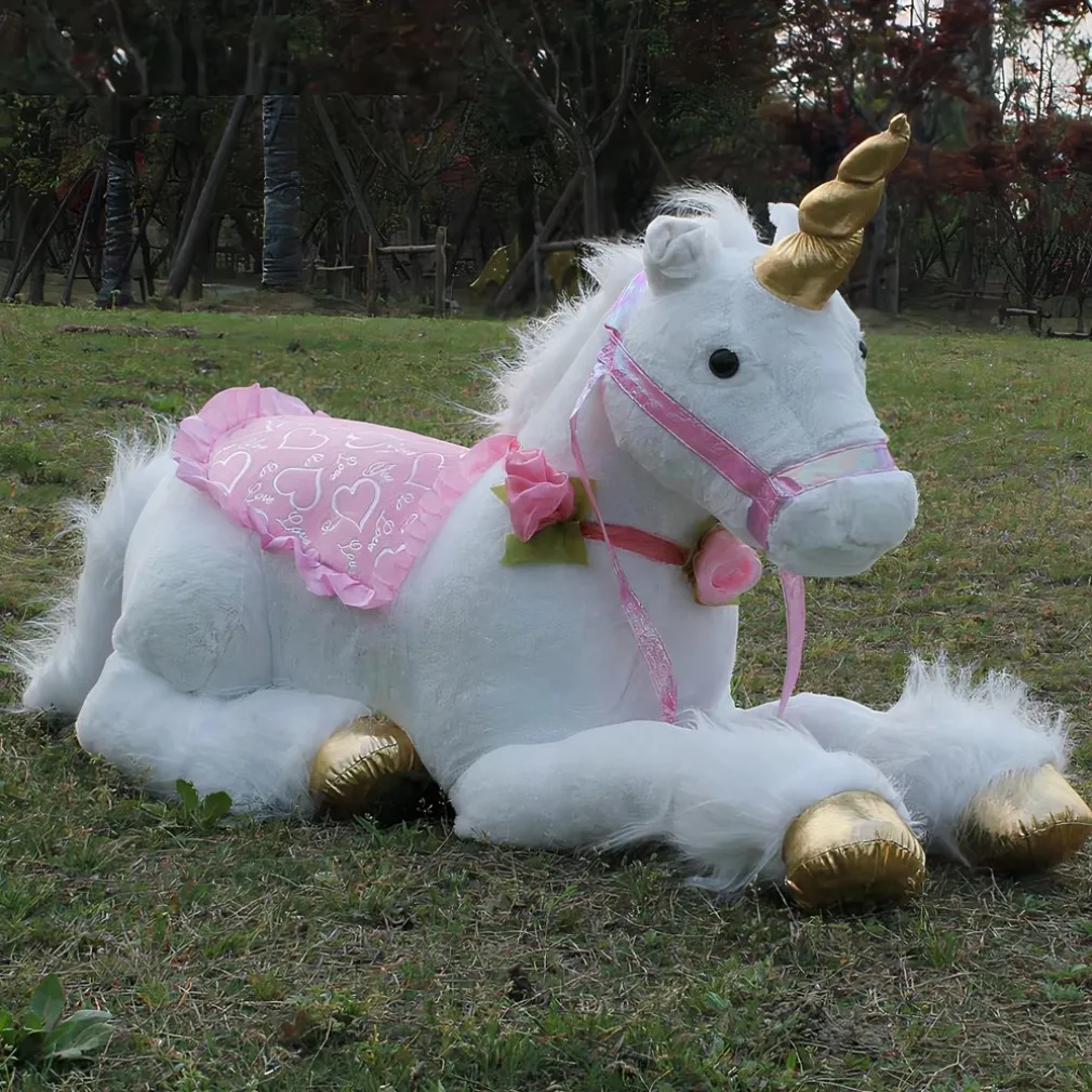 Grande peluche licorne cheval blanc