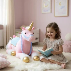 Grande peluche licorne cheval rose