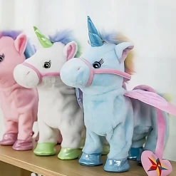 Licorne en peluche musicale électrique pour enfants