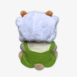 Nino – L’ours en peluche articulé fait main avec combinaison tricoté verte