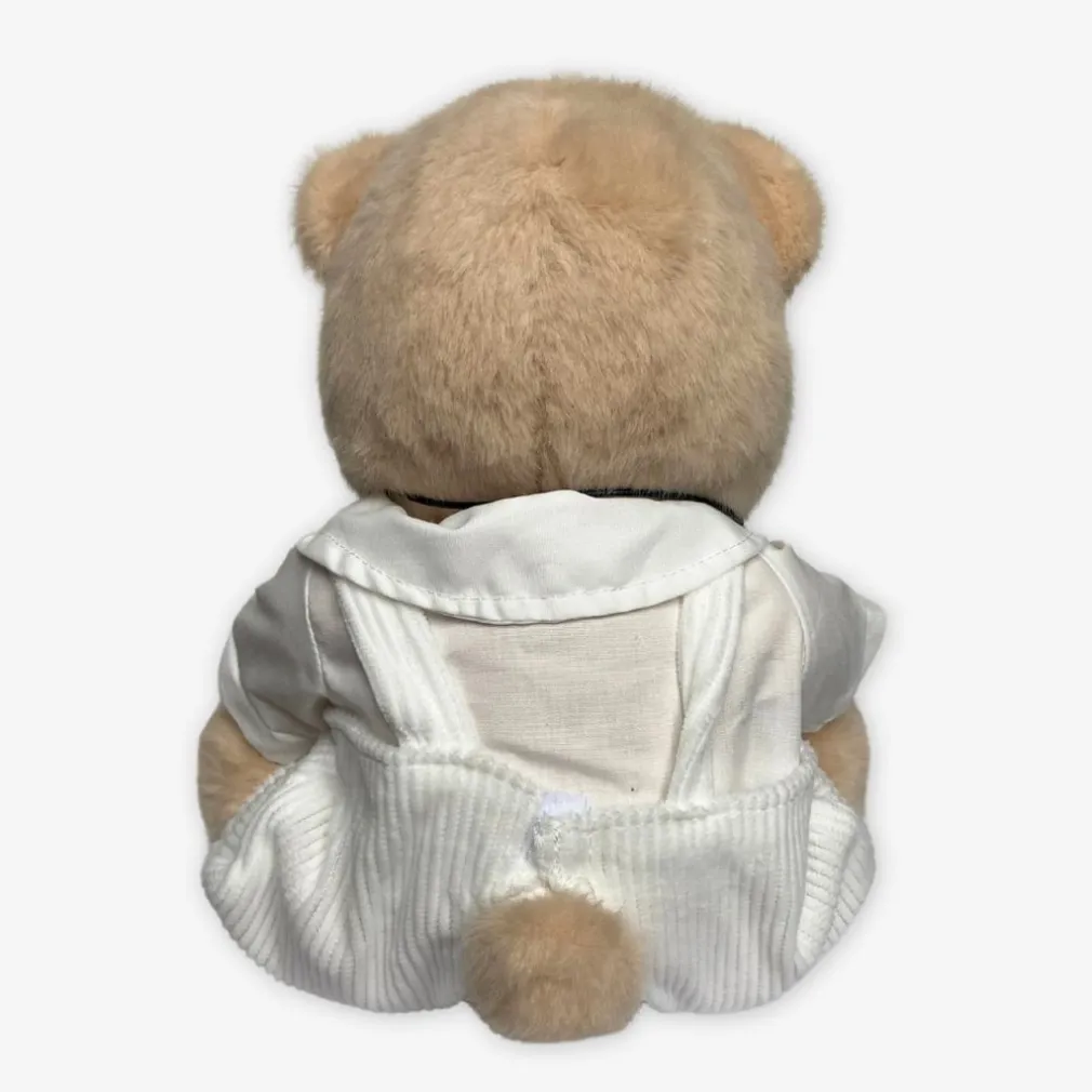 Nino – L’ours en peluche articulé fait main avec combinaison blanche