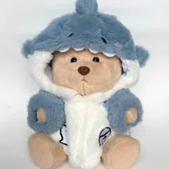 Nino – L’ours en peluche articulé fait main avec son déguisement de requin