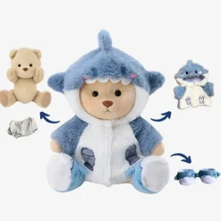 Nino – L’ours en peluche articulé fait main avec son déguisement de requin