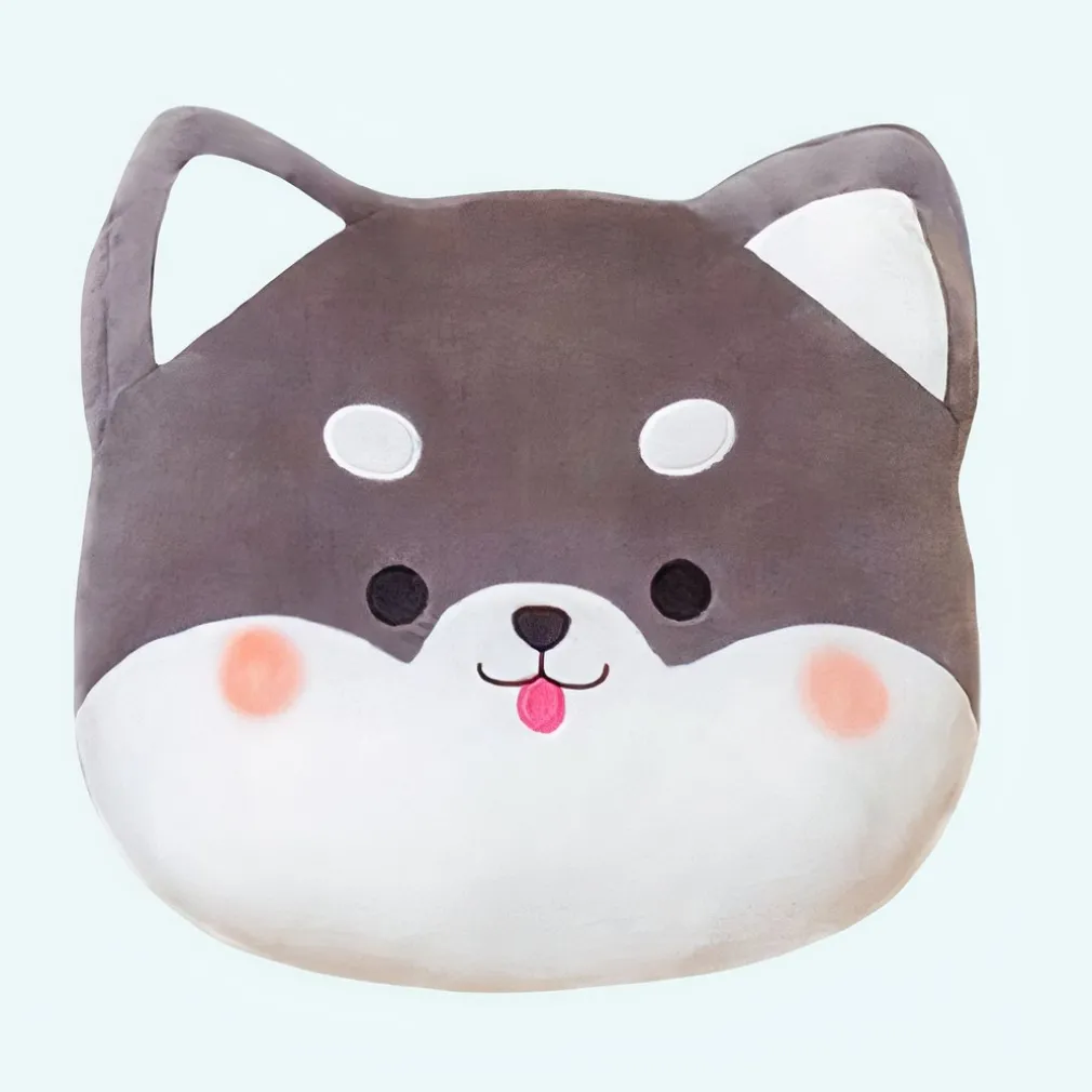 Oreiller en peluche tête de chat pour enfants