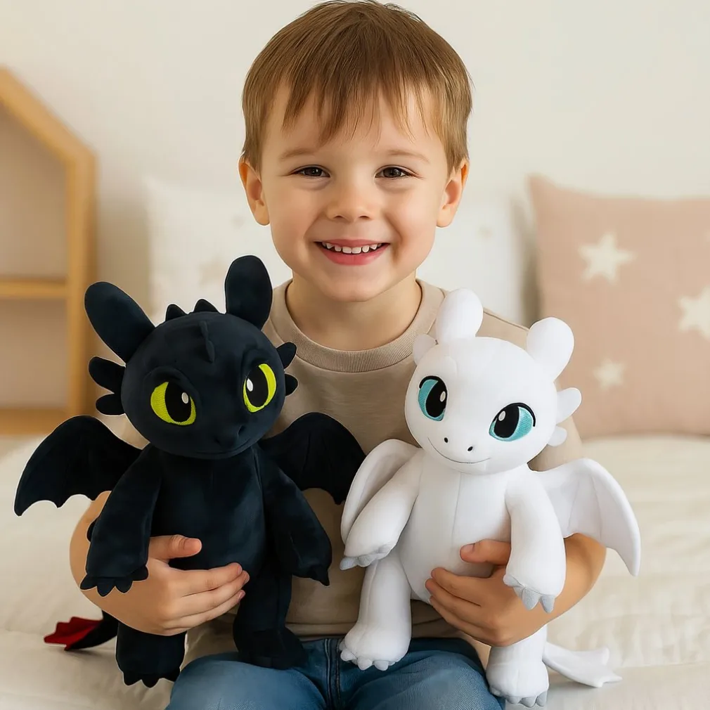 Pack de peluche Dragon Krokmou noir + Furie Eclair