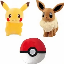 Pack pokéball + peluche pikachu mignon + evoli 20cm