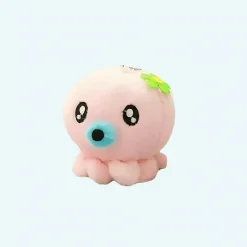 Peluche adorable pieuvre porte-clés rose
