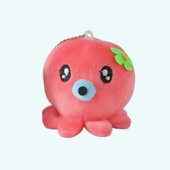 Peluche adorable pieuvre porte-clés rouge