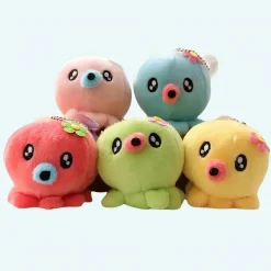 Peluche adorable pieuvre porte-clés verte