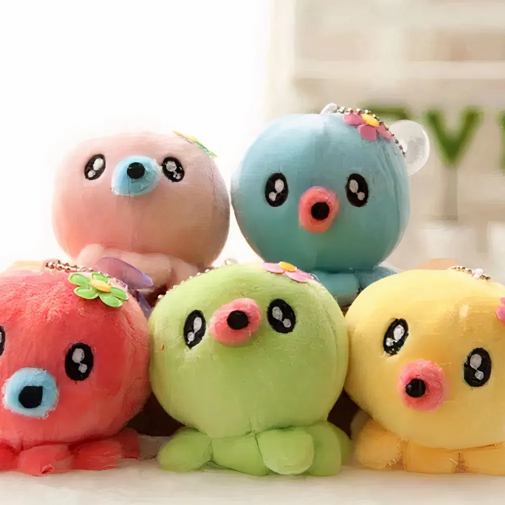 Peluche adorable pieuvre porte-clés verte