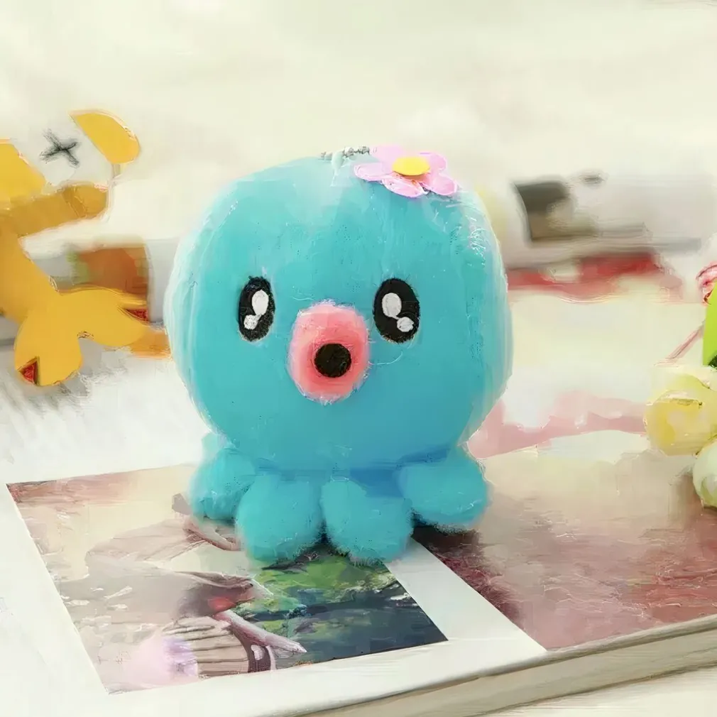Peluche adorable pieuvre porte-clés bleue