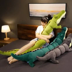 Peluche alligator gris géante