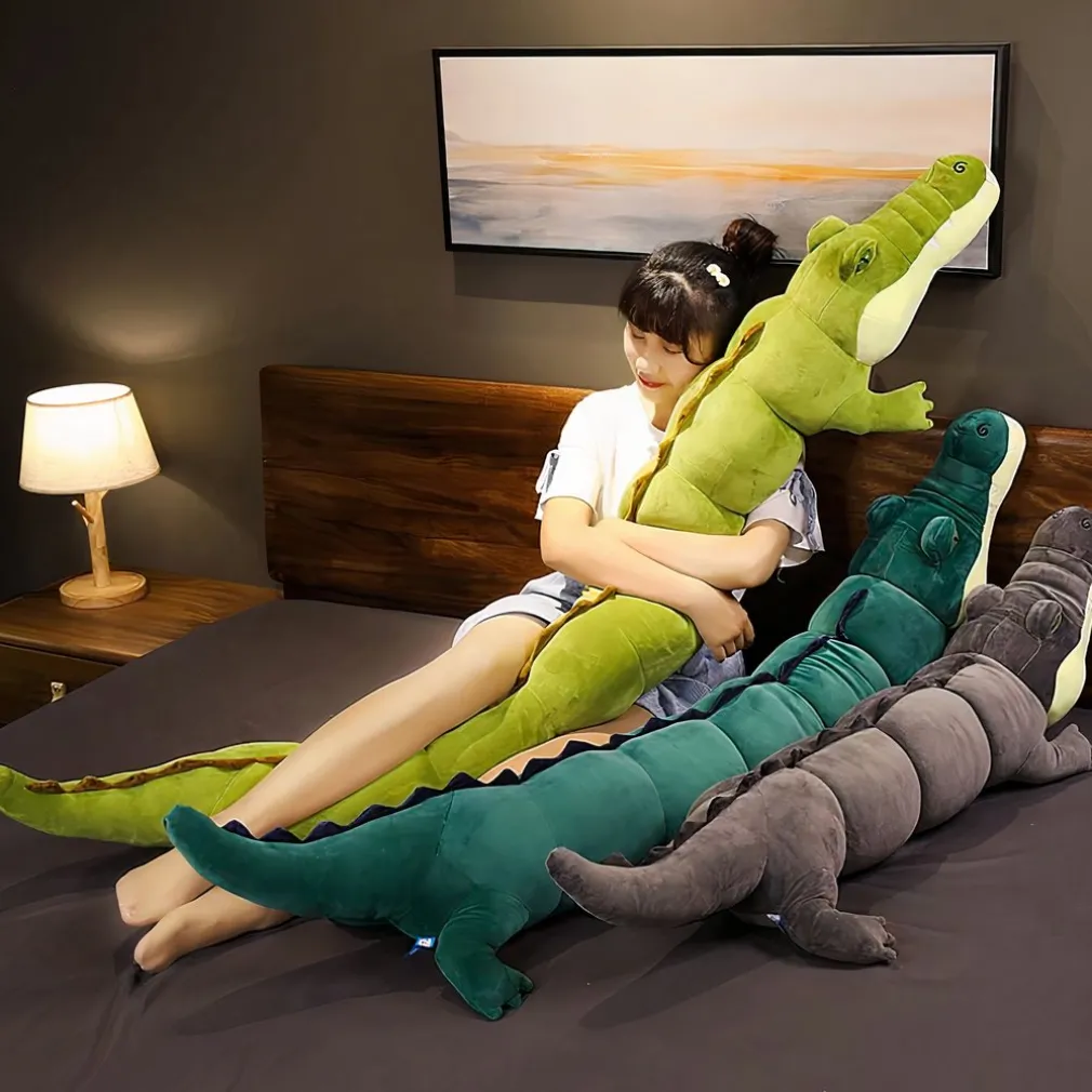 Peluche alligator gris géante