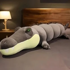 Peluche alligator gris géante