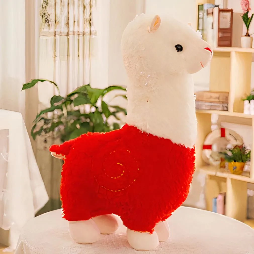 Peluche alpaga à robe colorée