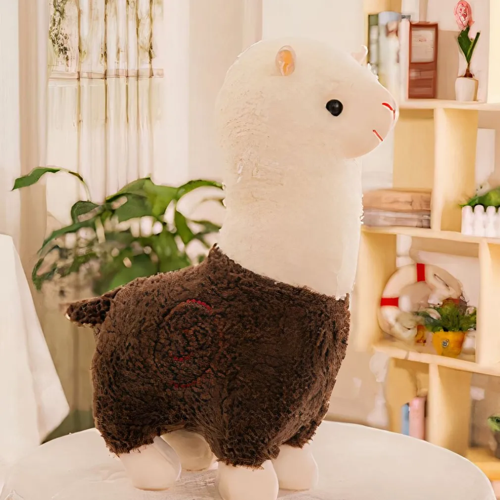 Peluche alpaga à robe colorée