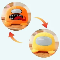 Peluche Among Us réversible orange jaune