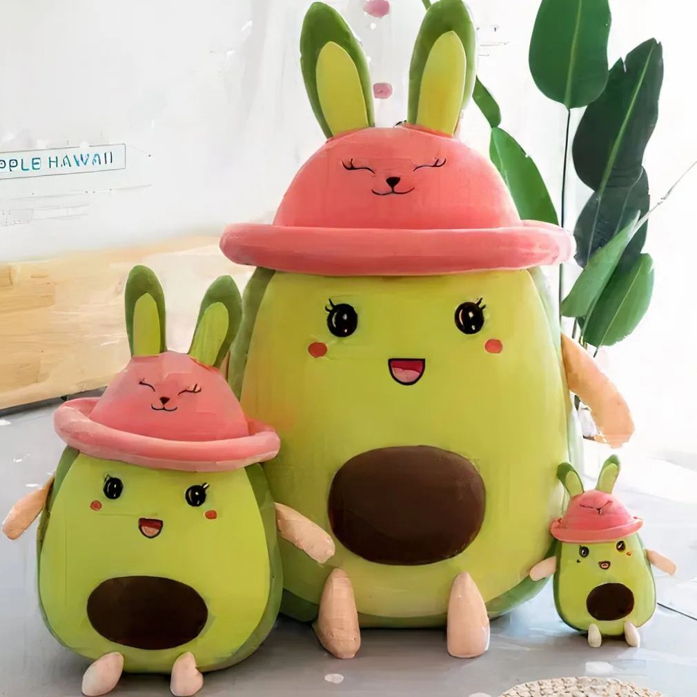 Peluche avocat mignon avec chapeau