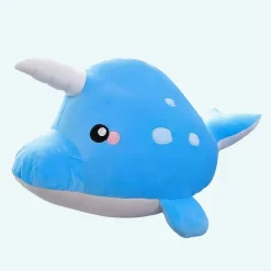 Peluche baleine licorne bleu ciel