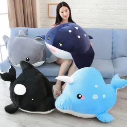 Peluche baleine licorne bleu ciel