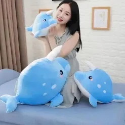 Peluche baleine licorne bleu ciel
