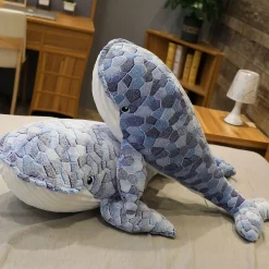 Peluche baleine mosaïque bleu
