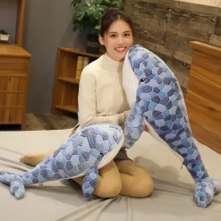 Peluche baleine mosaïque bleu