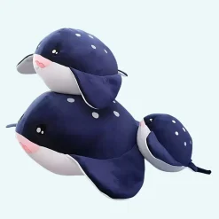 Peluche baleine noire, jouet tout doux
