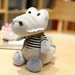Peluche bébé crocodile grise