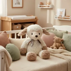 Peluche bouillotte sèche micro-ondable agneau blanc