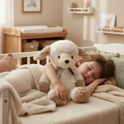Peluche bouillotte sèche micro-ondable agneau blanc