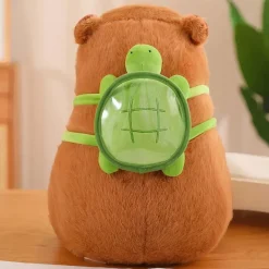Peluche capybara avec sac à dos tortue