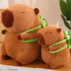Peluche capybara avec sac à dos tortue