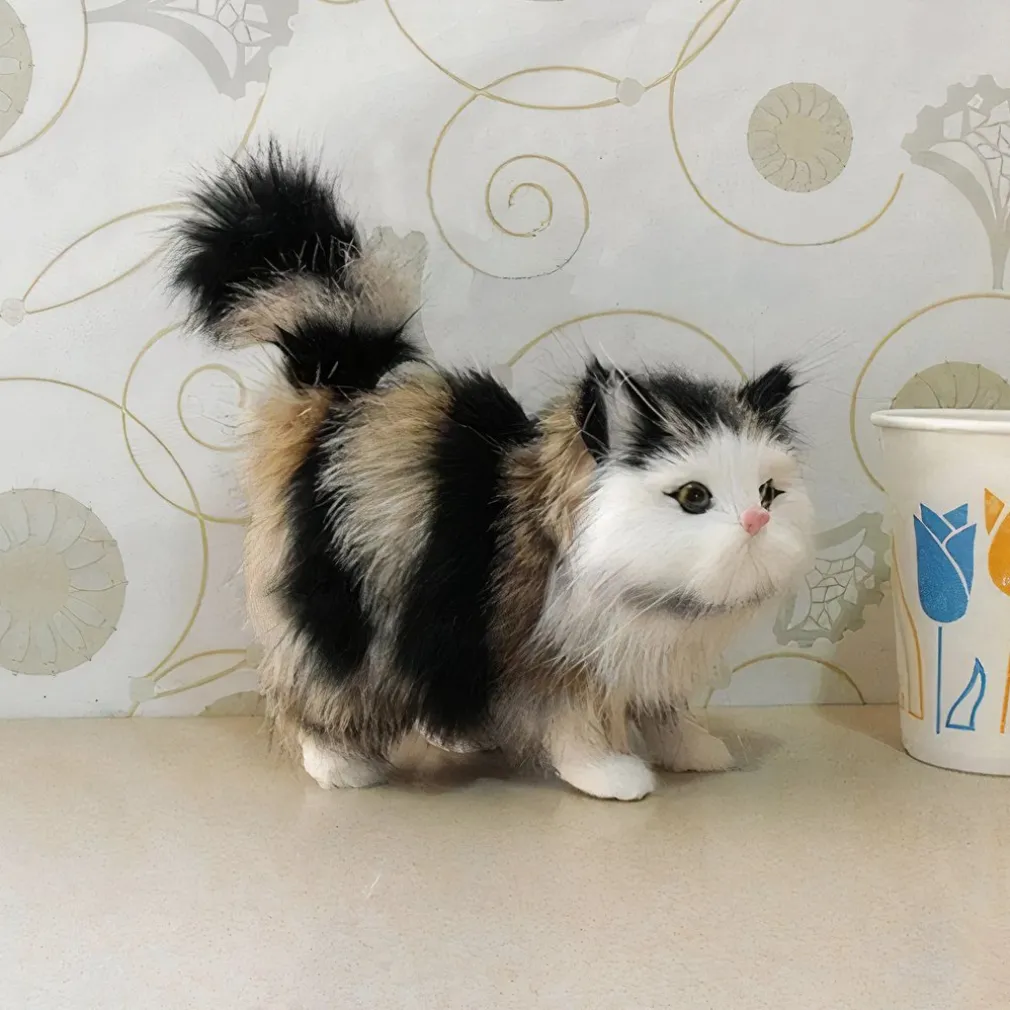 Peluche chat à longs poils
