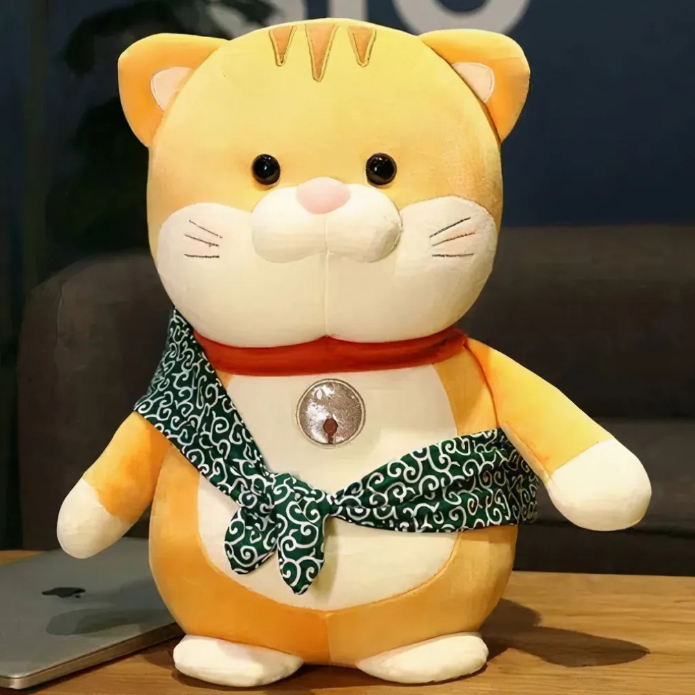 Peluche chat avec écharpe tout mignon