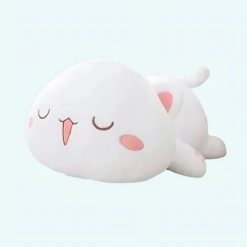 Peluche chat blanc kawaii endormi