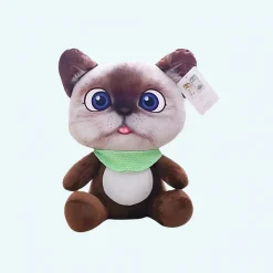 Peluche chat dessin animé marron