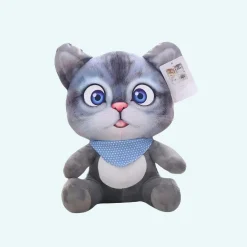 Peluche chat dessin animé gris