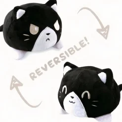 Peluche chat double face orange, jouet tout doux