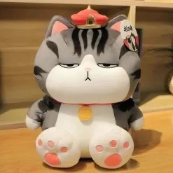 Peluche chat empereur tigré gris assis